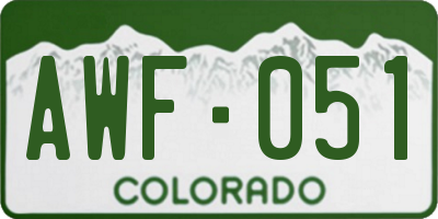 CO license plate AWF051