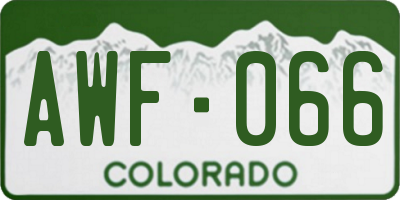 CO license plate AWF066