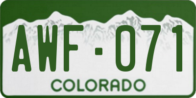 CO license plate AWF071