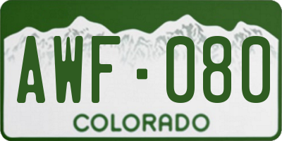 CO license plate AWF080