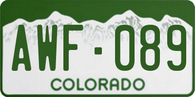 CO license plate AWF089