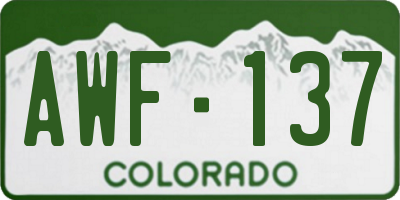 CO license plate AWF137