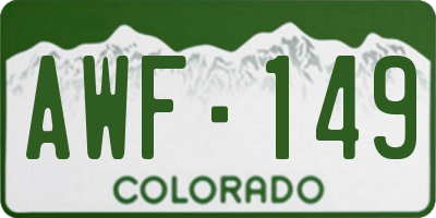 CO license plate AWF149