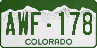 CO license plate AWF178