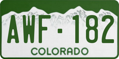 CO license plate AWF182