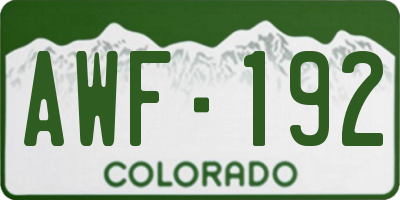 CO license plate AWF192