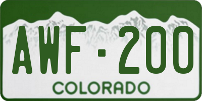 CO license plate AWF200