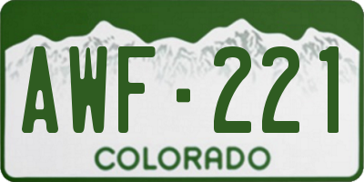 CO license plate AWF221