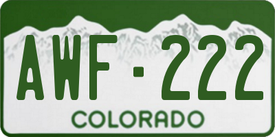 CO license plate AWF222