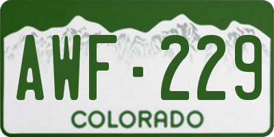 CO license plate AWF229