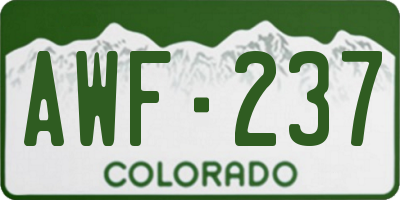 CO license plate AWF237