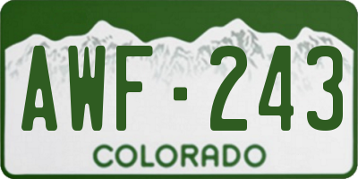 CO license plate AWF243
