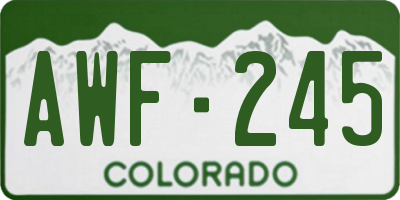 CO license plate AWF245