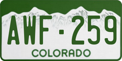 CO license plate AWF259
