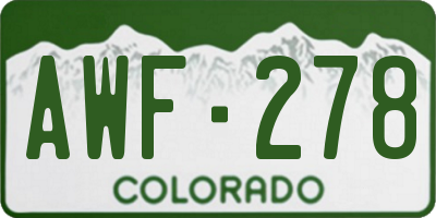 CO license plate AWF278