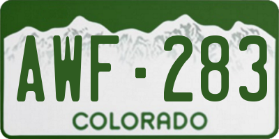 CO license plate AWF283