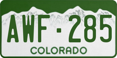CO license plate AWF285