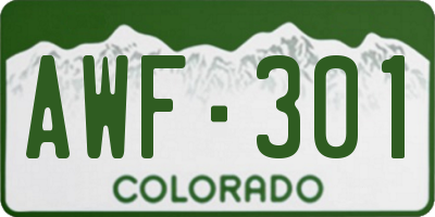 CO license plate AWF301