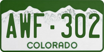 CO license plate AWF302