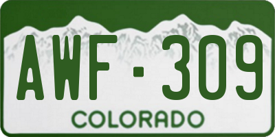 CO license plate AWF309