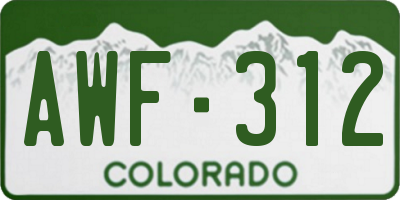 CO license plate AWF312
