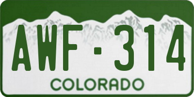 CO license plate AWF314