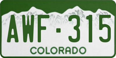 CO license plate AWF315