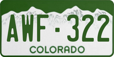 CO license plate AWF322