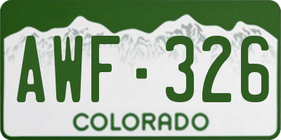 CO license plate AWF326