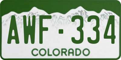CO license plate AWF334