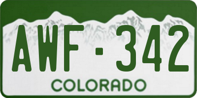 CO license plate AWF342
