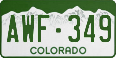 CO license plate AWF349