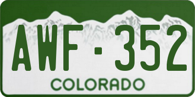 CO license plate AWF352