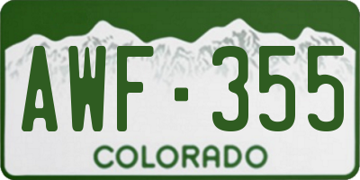 CO license plate AWF355