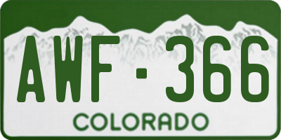 CO license plate AWF366