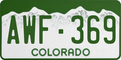 CO license plate AWF369