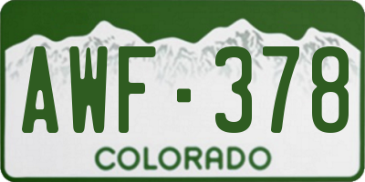 CO license plate AWF378