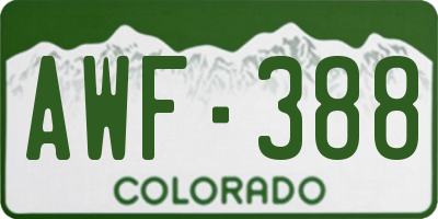 CO license plate AWF388