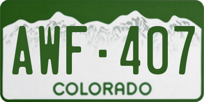 CO license plate AWF407