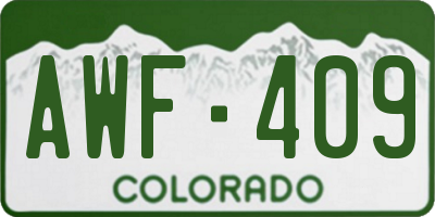 CO license plate AWF409