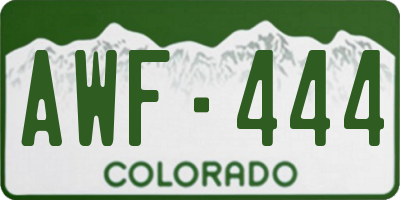 CO license plate AWF444