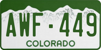 CO license plate AWF449