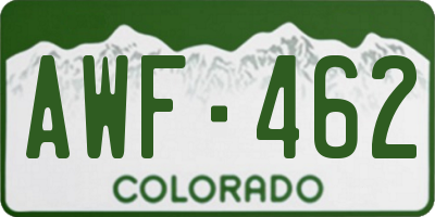 CO license plate AWF462