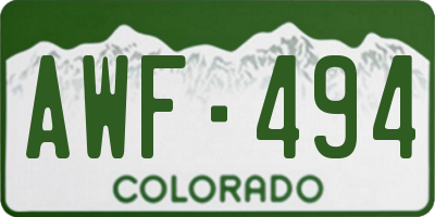 CO license plate AWF494