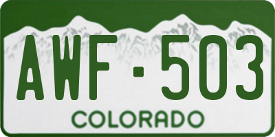 CO license plate AWF503