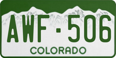 CO license plate AWF506
