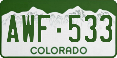 CO license plate AWF533