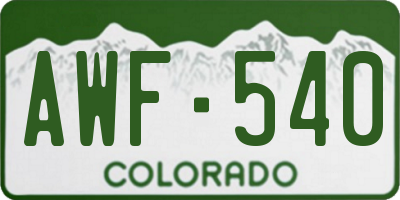 CO license plate AWF540