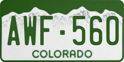 CO license plate AWF560