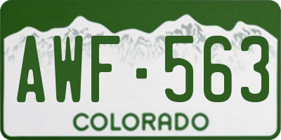 CO license plate AWF563